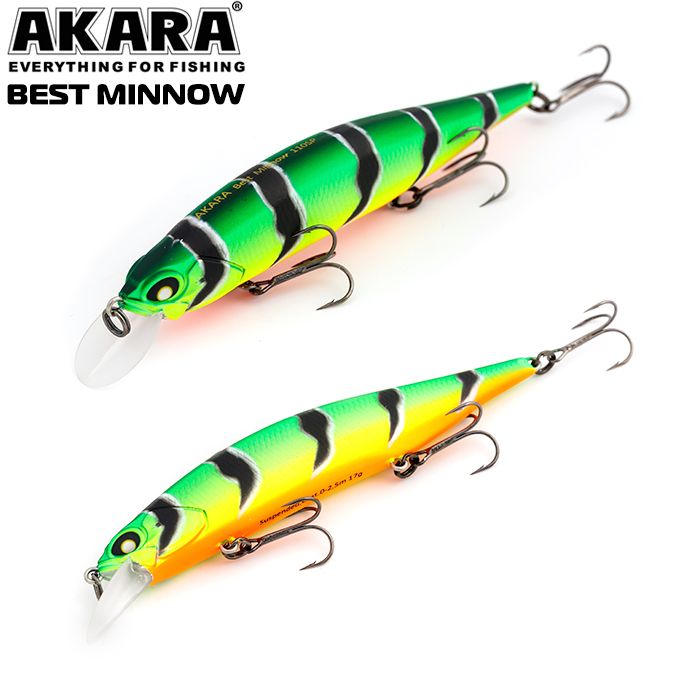 

Воблер Akara Best Minnow 110SP 17 гр 3/5 oz 4,3 in A107, Разноцветный, Best Minnow