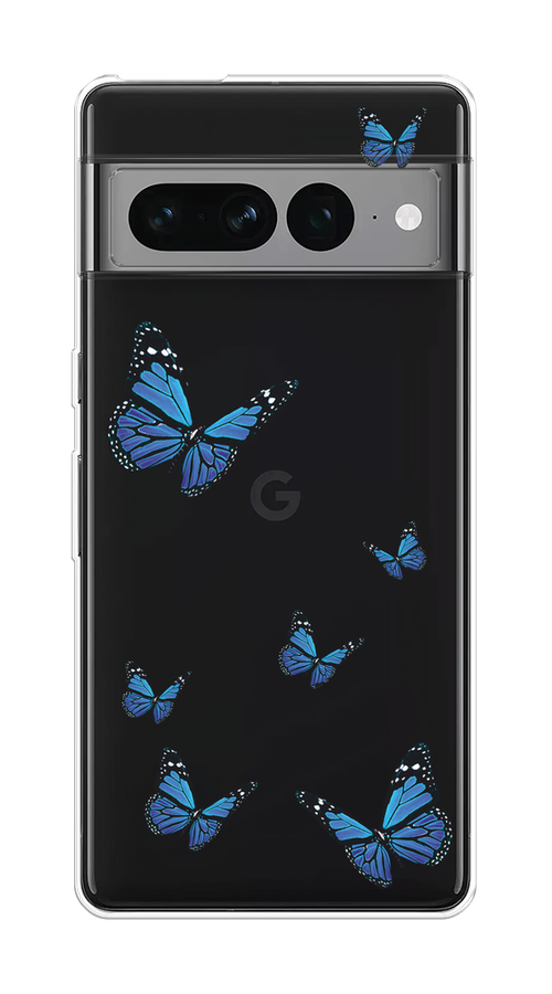 

Чехол на Google Pixel 7 Pro "Blue butterflies", Синий;черный, 271350-1