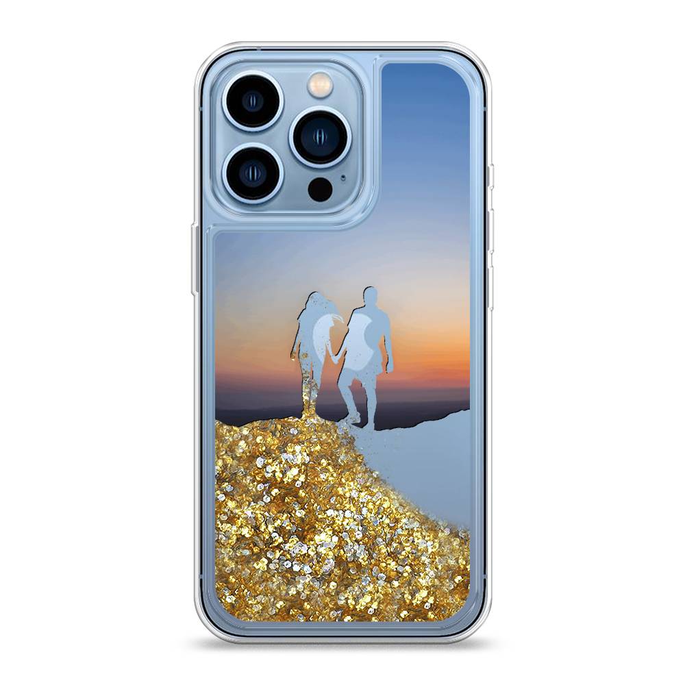 

Жидкий чехол с блестками "Пара на краю света" на Apple iPhone 13 Pro, 14390-1