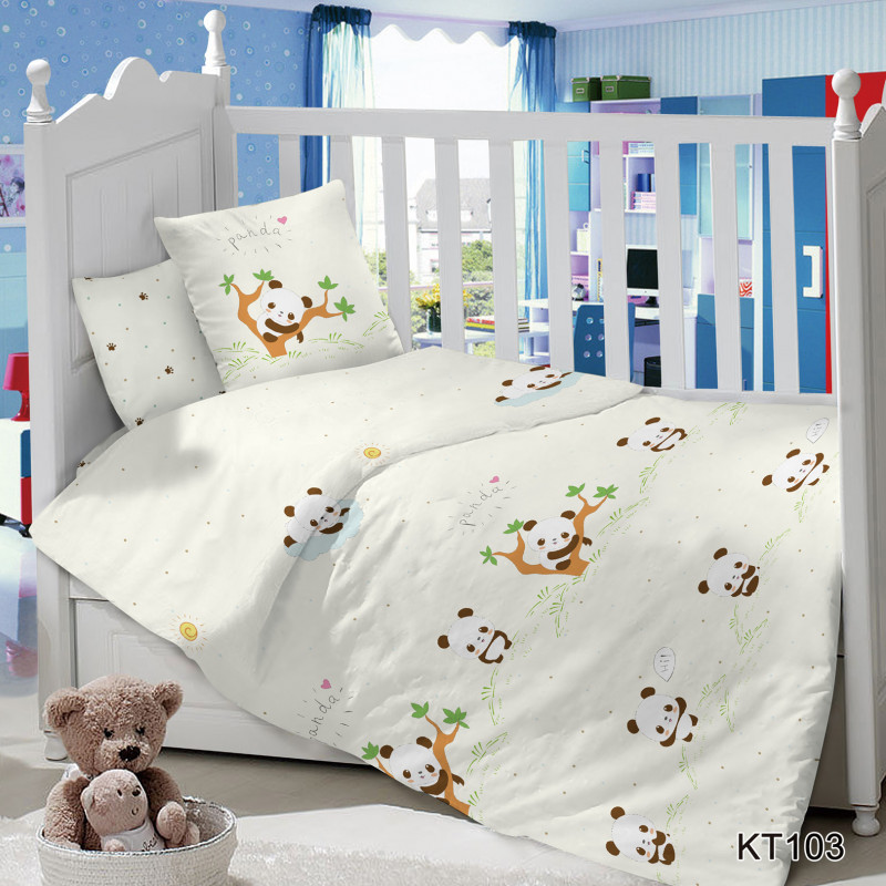 фото Детское постельное белье ясельное сатин панды 210383 baby time