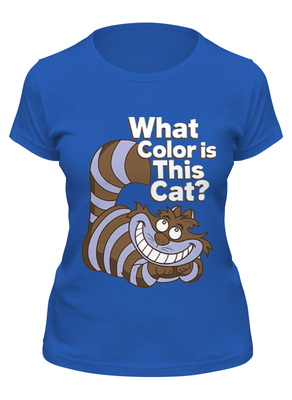 

Футболка женская Printio Какого цвета кот (чеширский кот) синяя S, Синий, Какого цвета кот (чеширский кот)