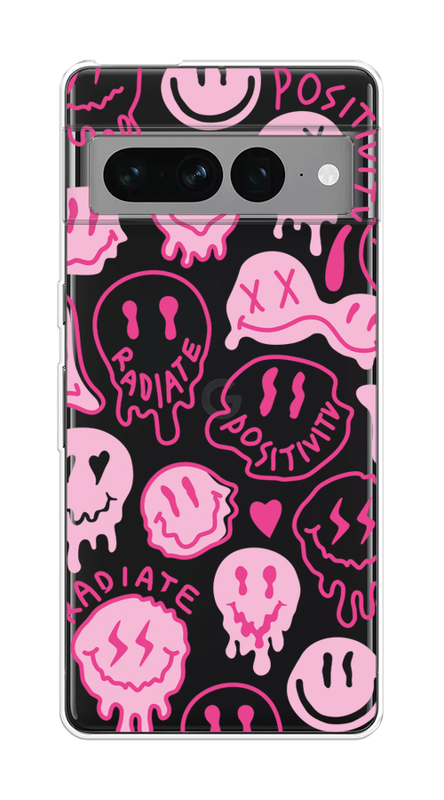 

Чехол на Google Pixel 7 Pro "Галлюциногенные смайлики", Прозрачный;розовый, 271350-1