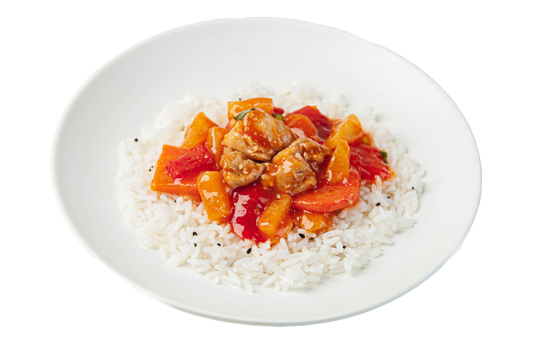 фото Курица вкусвилл в кисло-сладком соусе с овощами и рисом 240 г