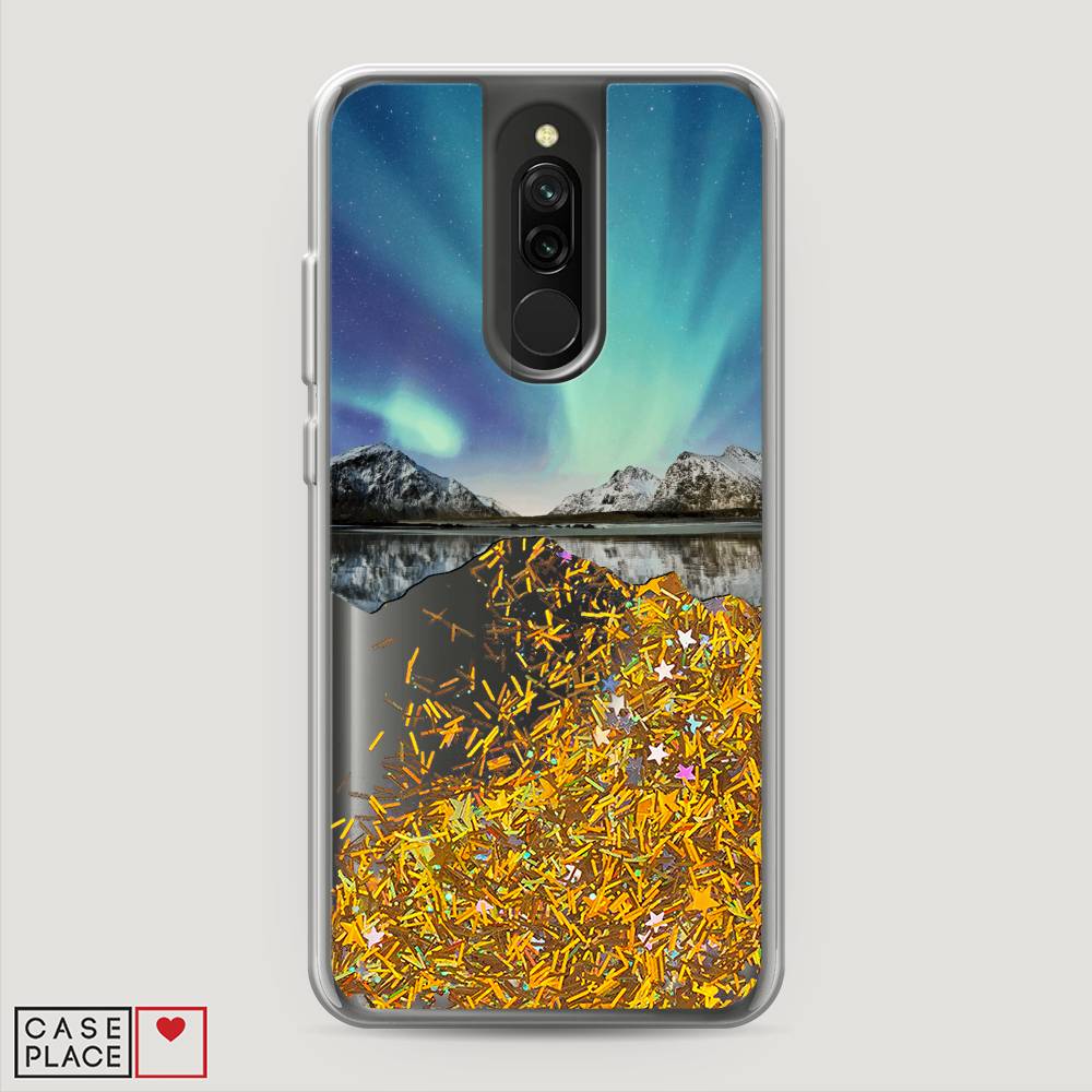 

Жидкий чехол с блестками "Горное озеро и сияние" на Xiaomi Redmi 8, 37190-1