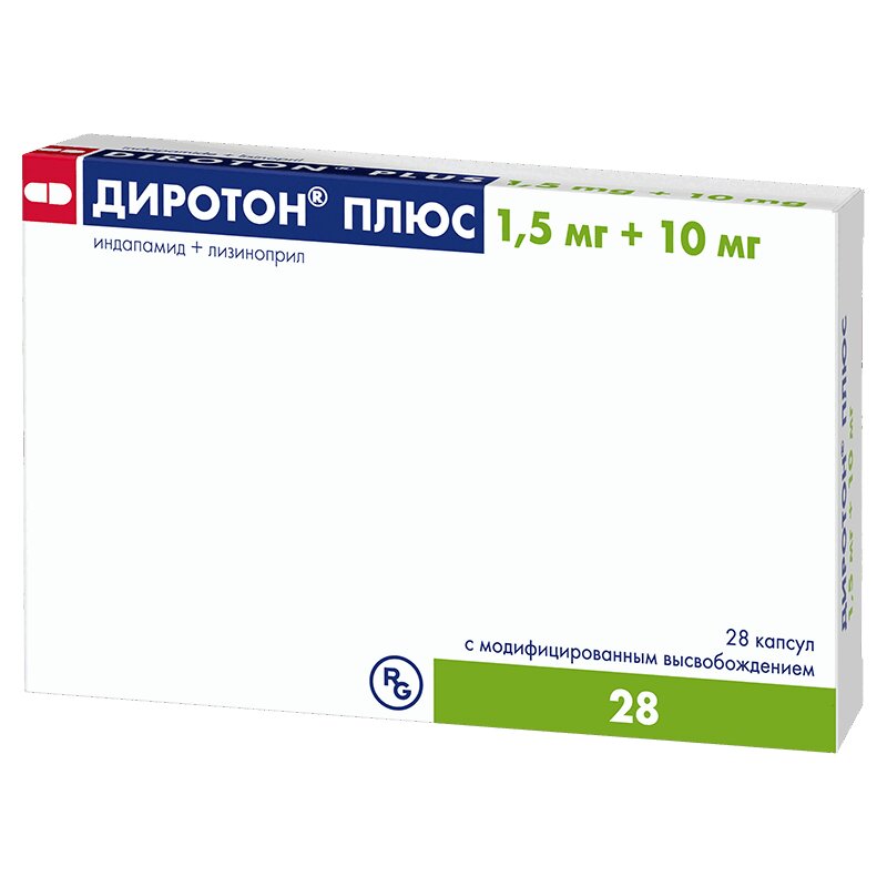 

Диротон Плюс капс.модиф.высв.1,5 мг+10 мг 28 шт.