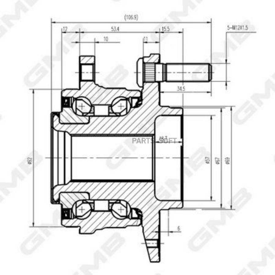 

GMB GH34870 Ступица колеса переднего