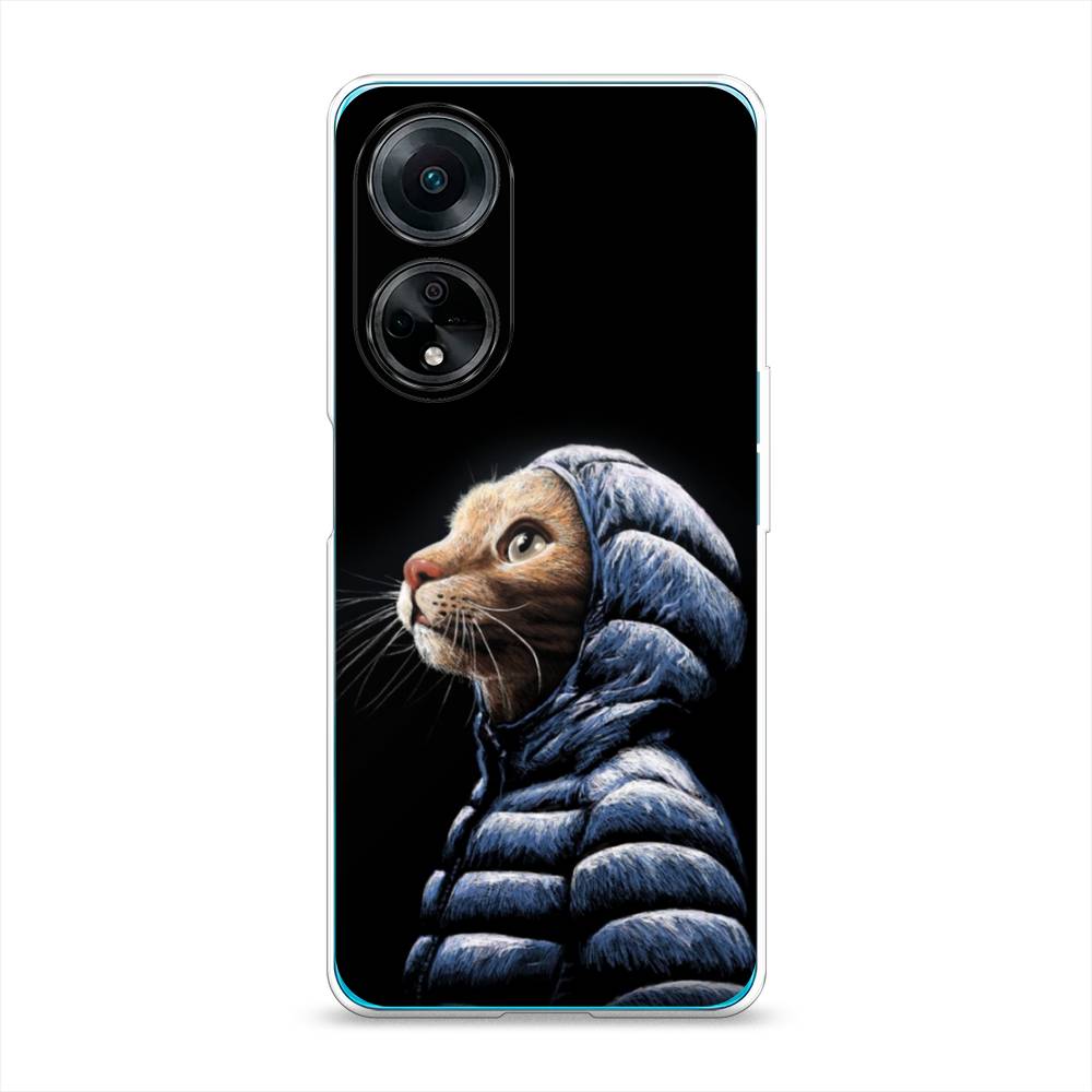 

Силиконовый чехол "Кот в капюшоне" на Oppo A98, Черный