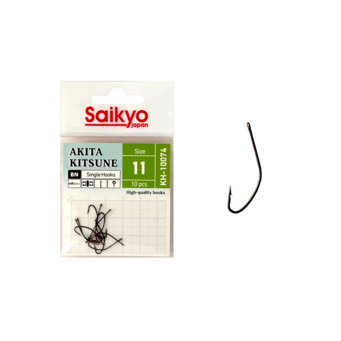 

Крючки Saikyo KH-10074 BN AKITA KITSUNE № 11, 10 шт, Черный