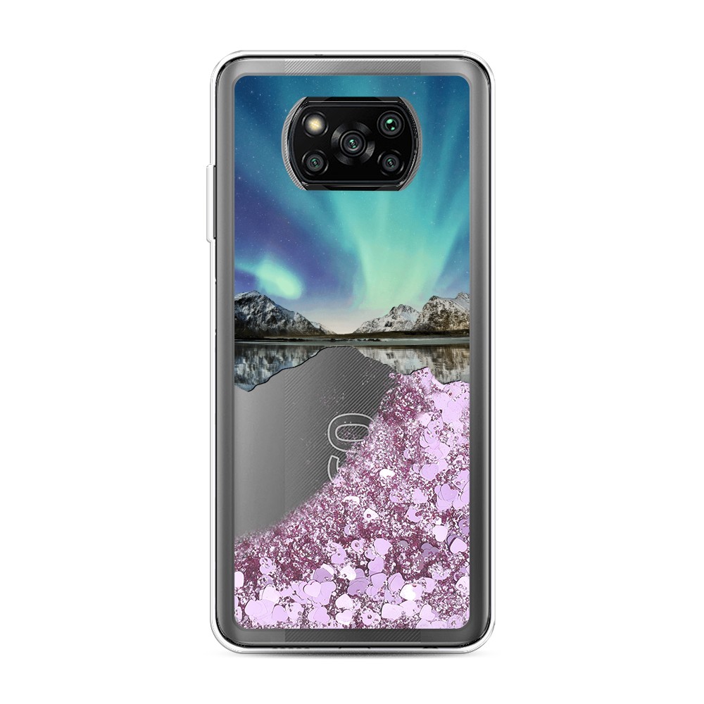 

Жидкий чехол с блестками "Горное озеро и сияние" на Xiaomi Poco X3 Pro, 310694-1
