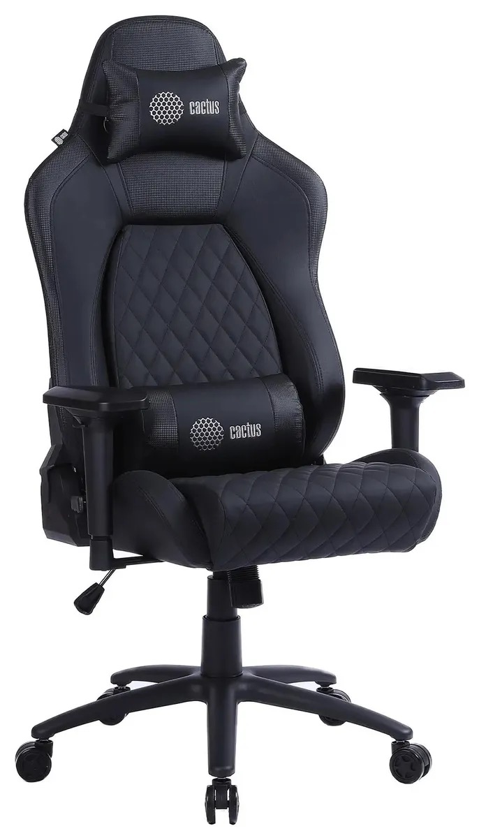 

Кресло игровое Cactus CS-CHR-130, на колесиках, эко.кожа, черный
