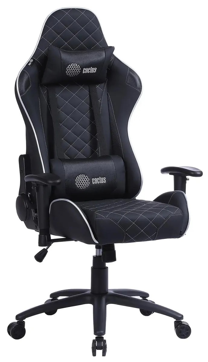 

Кресло игровое Cactus CS-CHR-030BLS, на колесиках, эко.кожа, черный/серебристый
