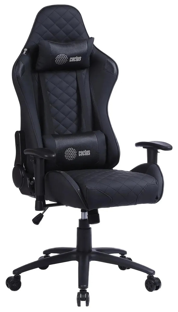 

Кресло игровое Cactus CS-CHR-030BL, на колесиках, эко.кожа, черный