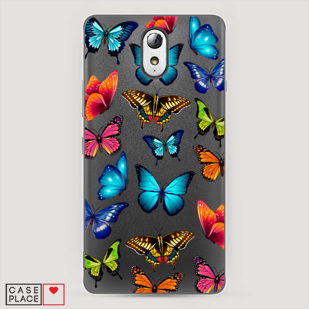 фото Чехол awog "разные бабочки" для lenovo vibe p1m