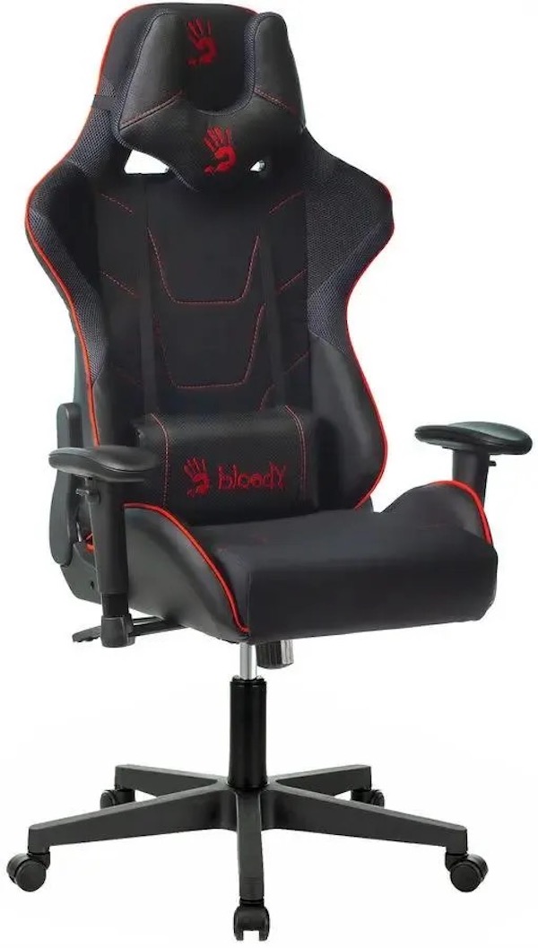 

Кресло игровое A4TECH Bloody GC-400, на колесиках, ткань, черный/красный