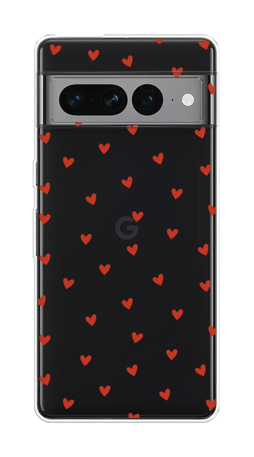 

Чехол на Google Pixel 7 Pro "Red hearts", Красный;прозрачный, 271350-1