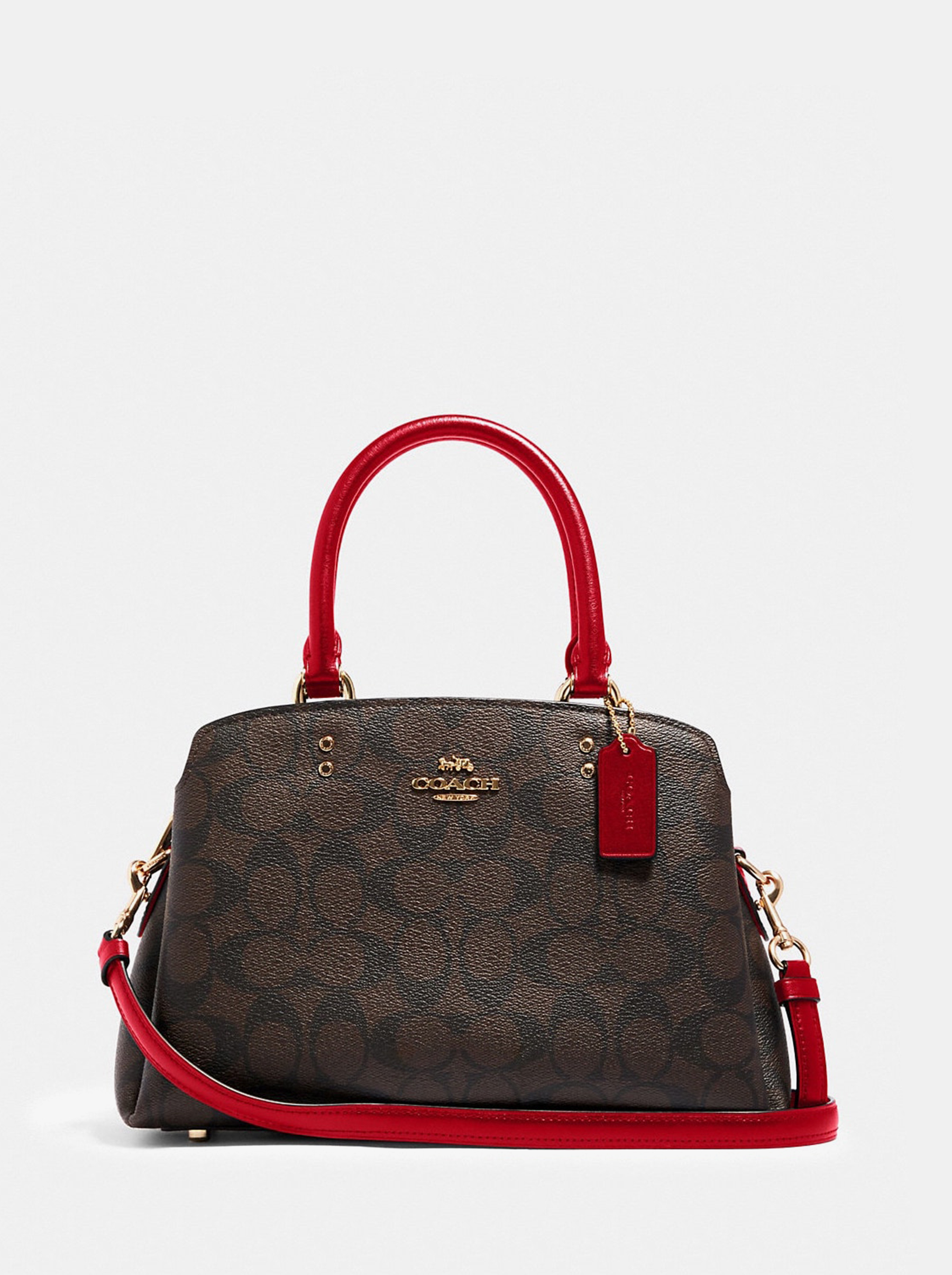 

Сумка женская Coach CH0094 коричневая;красная 17х11х26, Коричневый;красный, CH0094