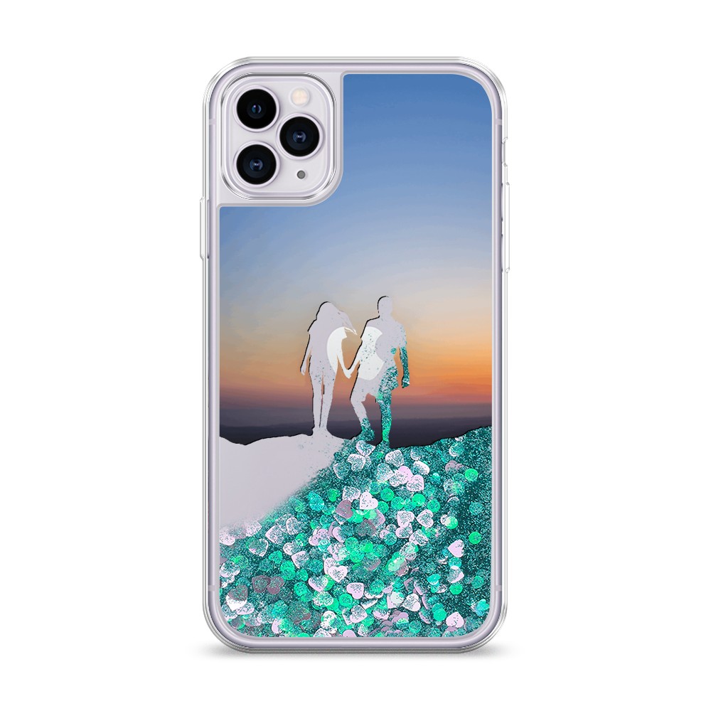 фото Жидкий чехол с блестками "пара на краю света" на apple iphone 11 pro max awog