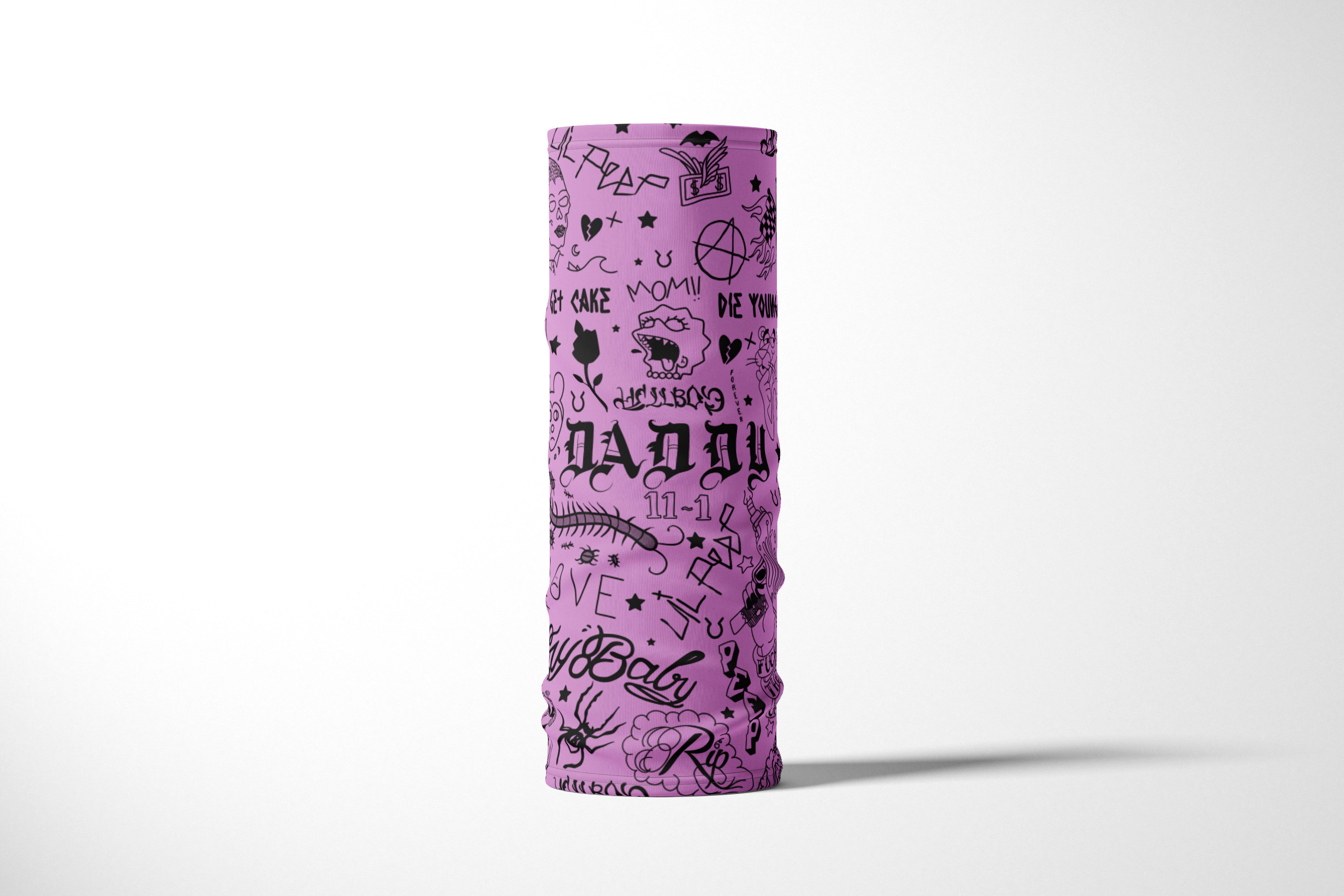 

Бандана / Бафф / Снуд-трансформер / Rap / Lil Peep Tattoo, Черный;розовый, BBuffVM_VM1815283