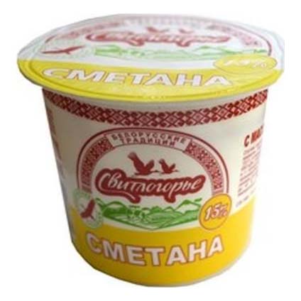 

Сметана Свитлогорье 15% БЗМЖ 380 г