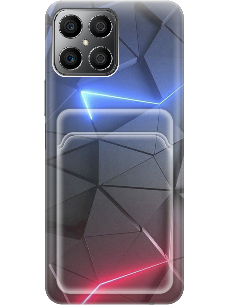 

Силиконовый чехол на Honor X8 с рисунком "Графитовые грани", Серый;синий, 20012031