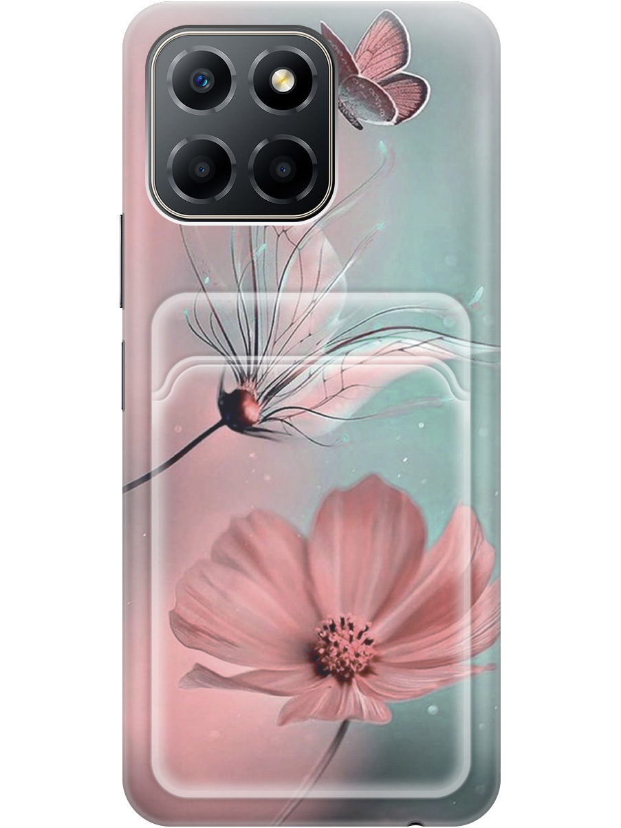 

Силиконовый чехол на Honor X6 / X8 5G с рисунком "Бабочка и цветы", Голубой;розовый;серый, 20011982