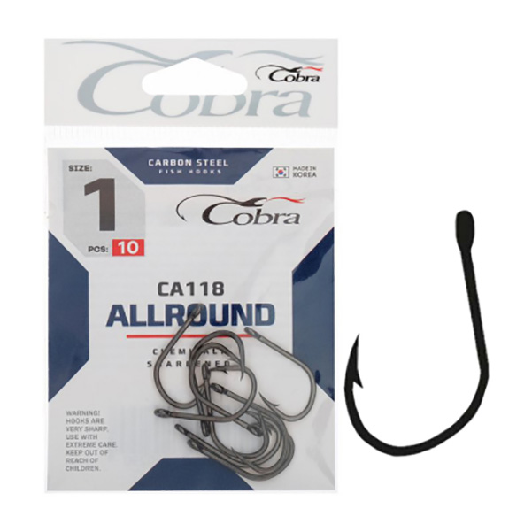 Крючки Cobra ALLROUND, серия CA118, № 004, 10 шт.