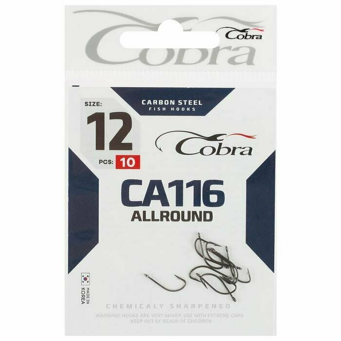 

Крючки Cobra ALLROUND, серия CA116, № 12, 10 шт., Черный