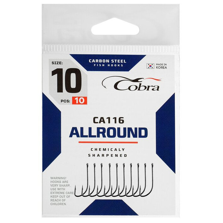 

Крючки Cobra ALLROUND, серия CA116, № 10, 10 шт., Черный