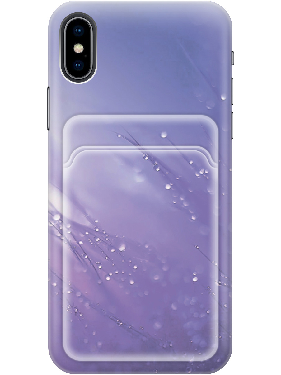 

Силиконовый чехол на Apple iPhone Xs / X с рисунком "Капли на синей траве", Белый;синий, 20012027