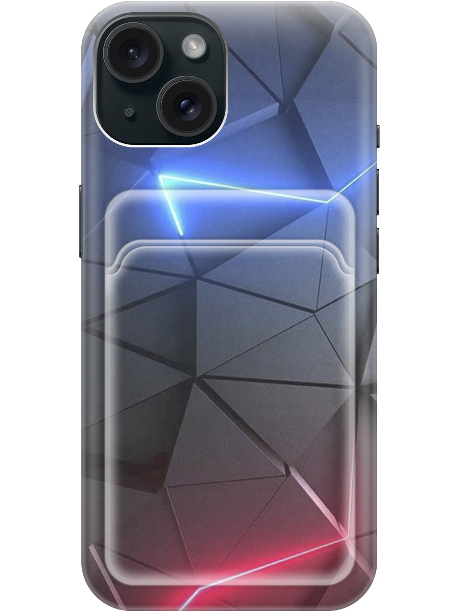 

Силиконовый чехол на Apple iPhone 15 с рисунком "Графитовые грани", Серый;синий, 20011940
