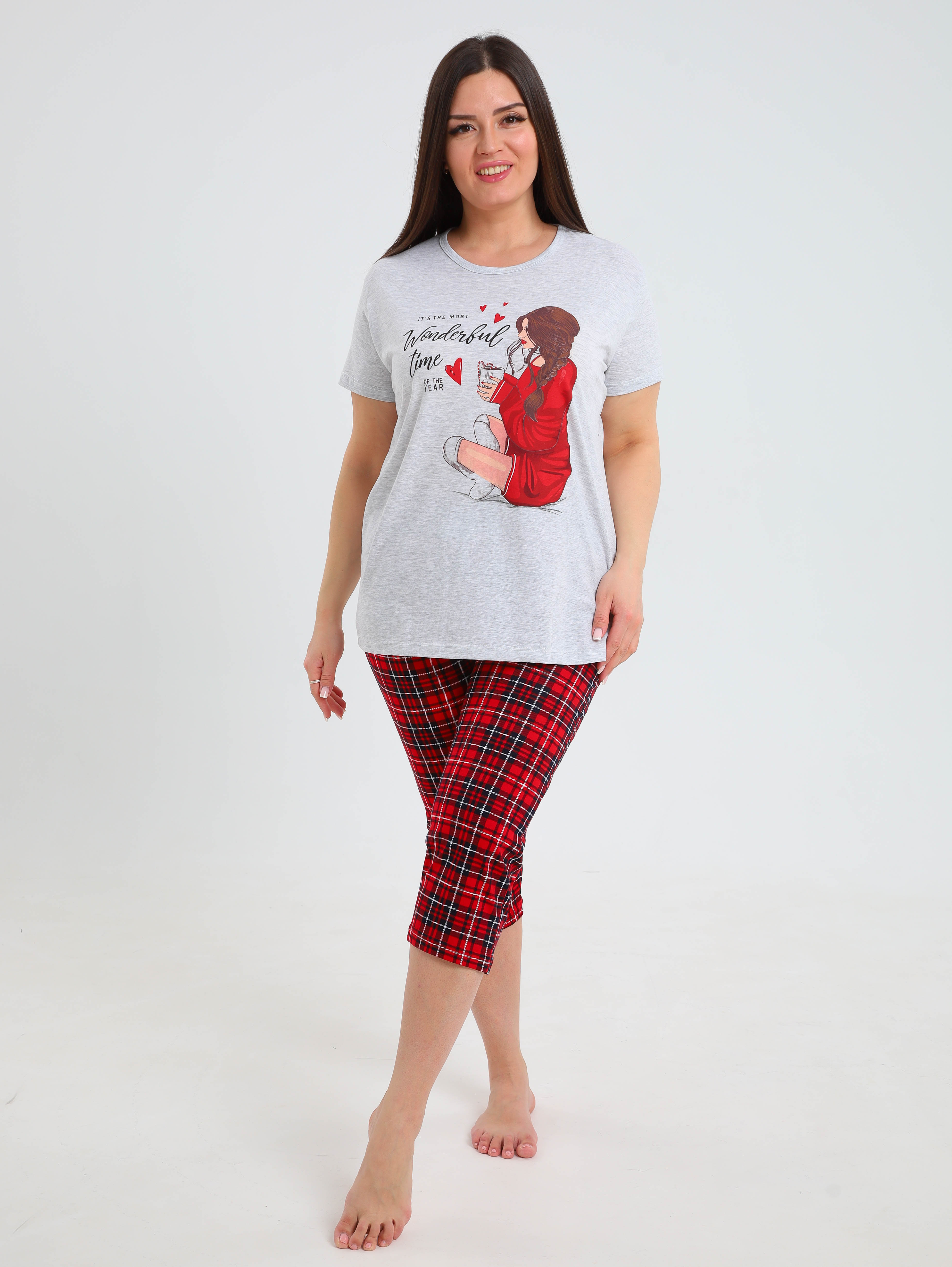 

Пижама женская Soft home П004 серая 56 RU, Серый, П004