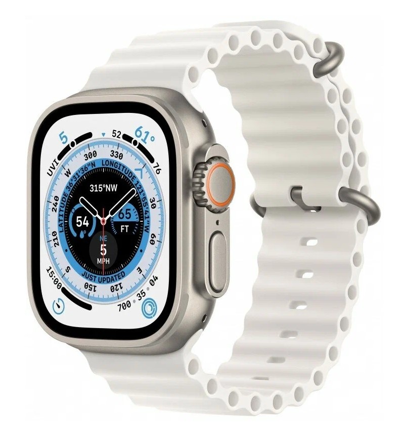 

Ремешок на руку для Apple Watch 42/44/45/49 мм, силиконовый ребристый, белый