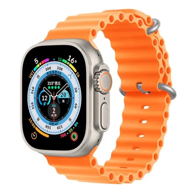 

Ремешок на руку для Apple Watch 42/44/45/49 мм, силиконовый ребристый, оранжевый