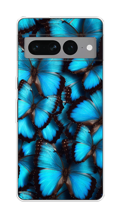 

Чехол на Google Pixel 7 Pro "Тропическая бабочка 2", Голубой;черный, 271350-1