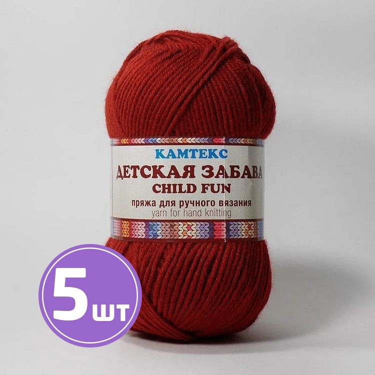 

Пряжа Камтекс Детская забава 091, вишня, 5 шт по 50 г, Красный