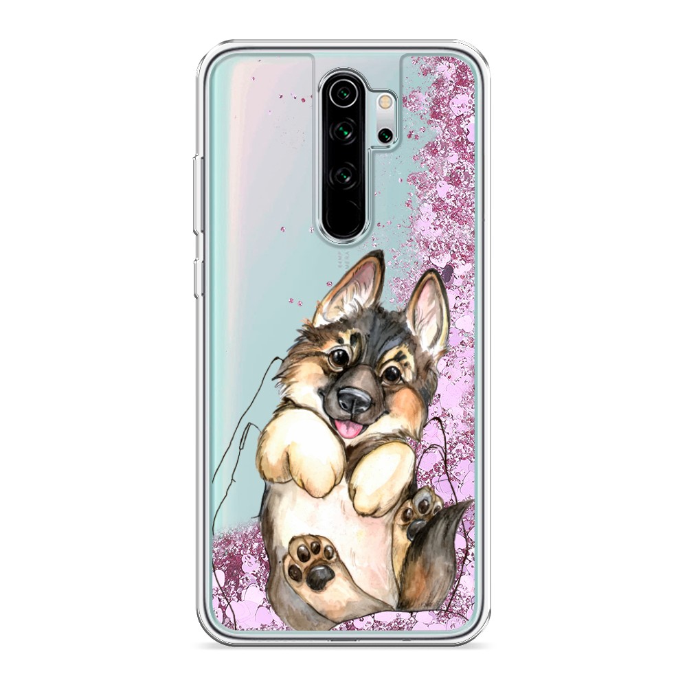 

Жидкий чехол с блестками "Овчарка в ладошках" на Xiaomi Redmi Note 8 Pro