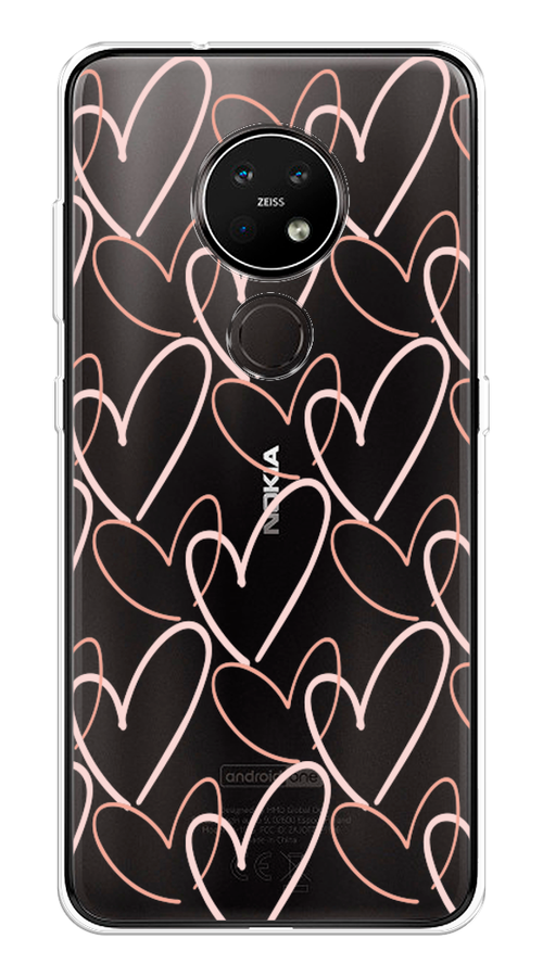 

Чехол на Nokia 7.2/6.2 "Узор из сердечек", Розовый;бежевый, 123150-6