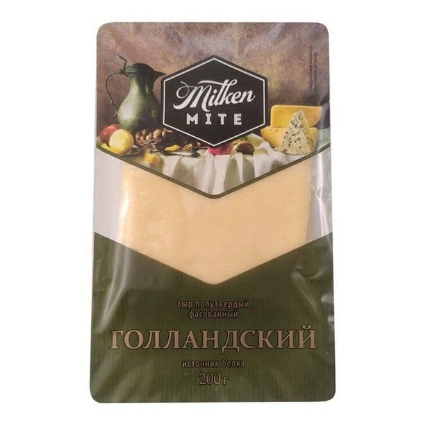 

Сыр полутвердый Milken Mite Голландский нарезка 45% 200 г