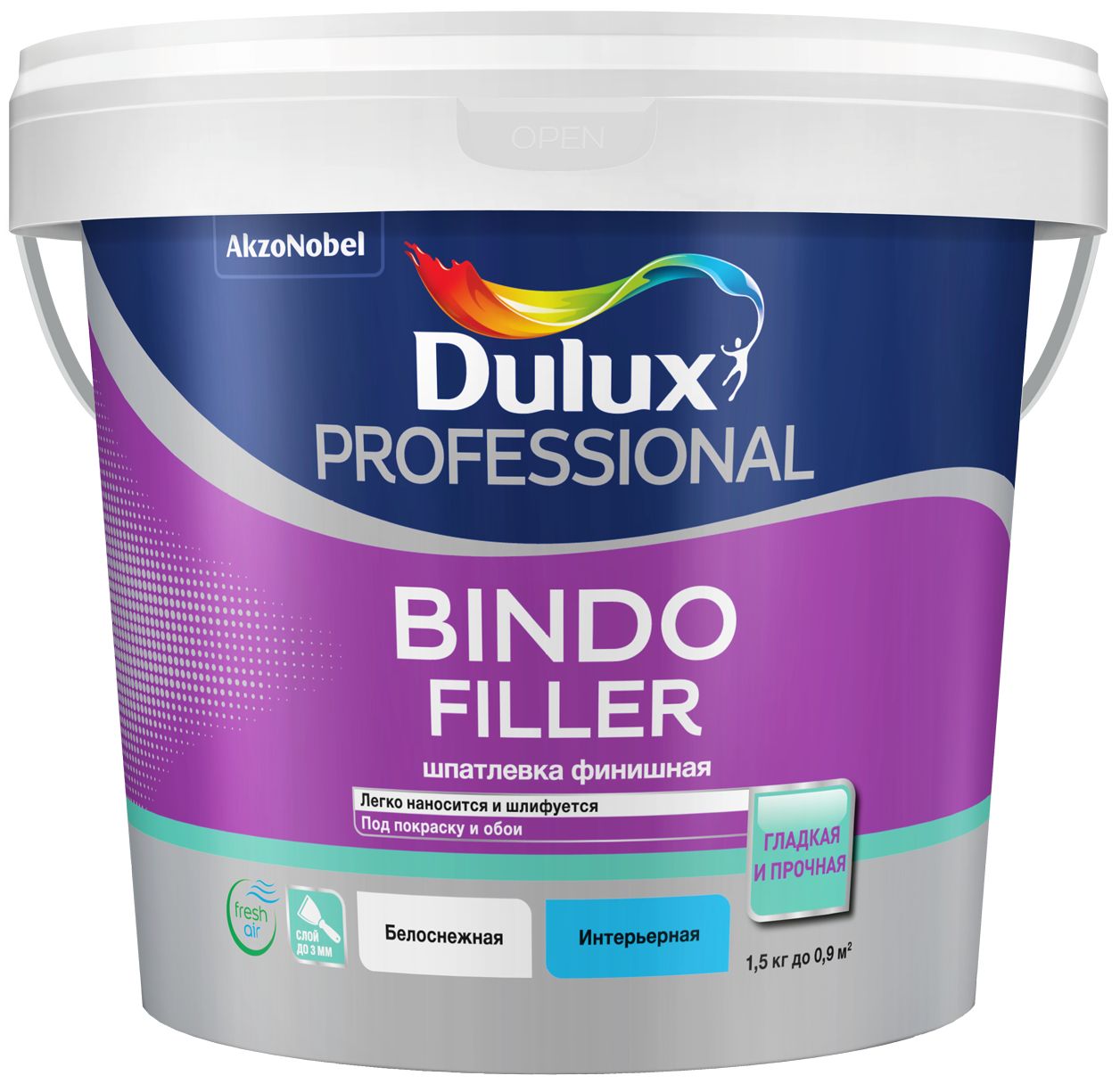 Шпатлевка для стен и потолков Dulux Bindo Filler финишная, 900 мл