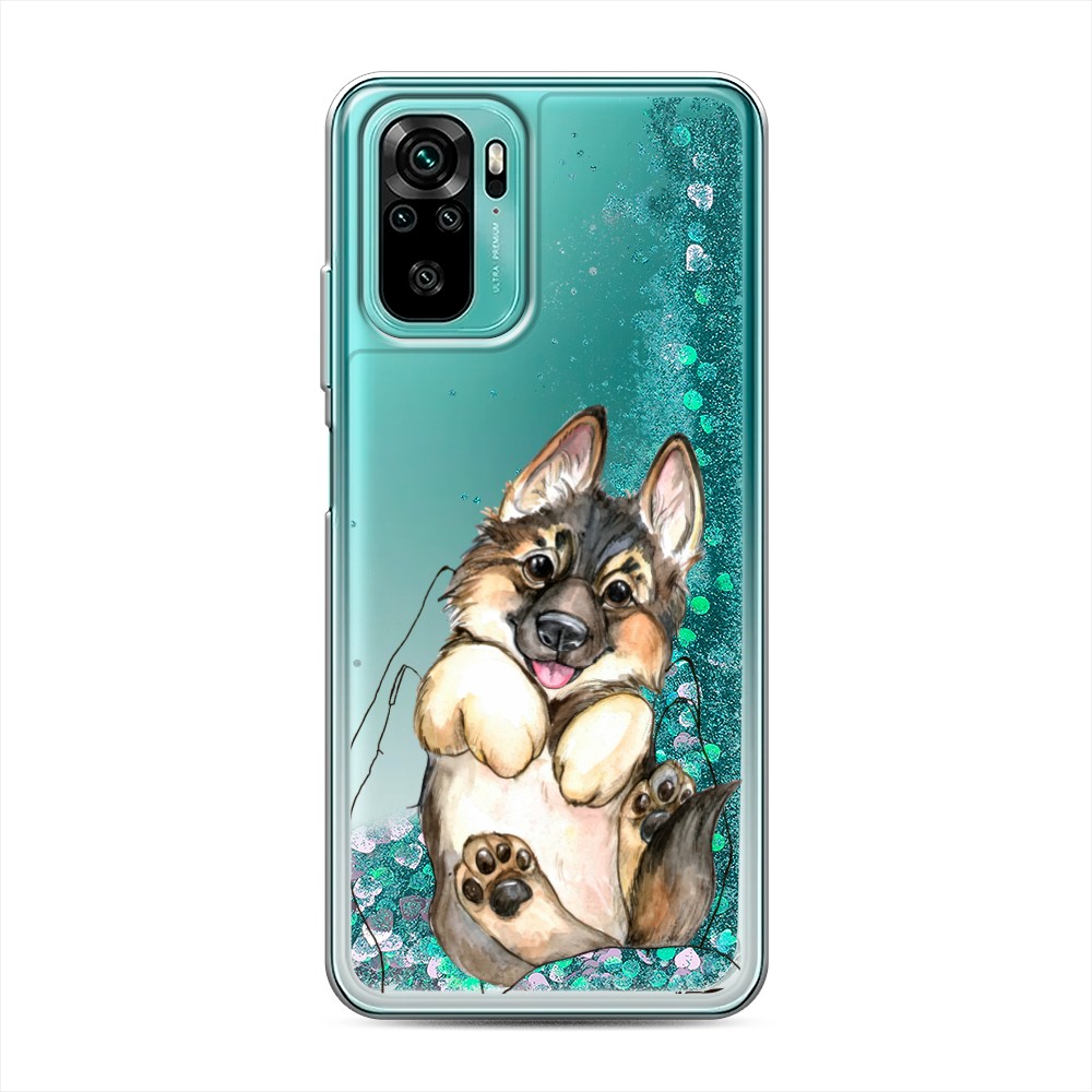 

Жидкий чехол с блестками "Овчарка в ладошках" на Xiaomi Redmi Note 10S