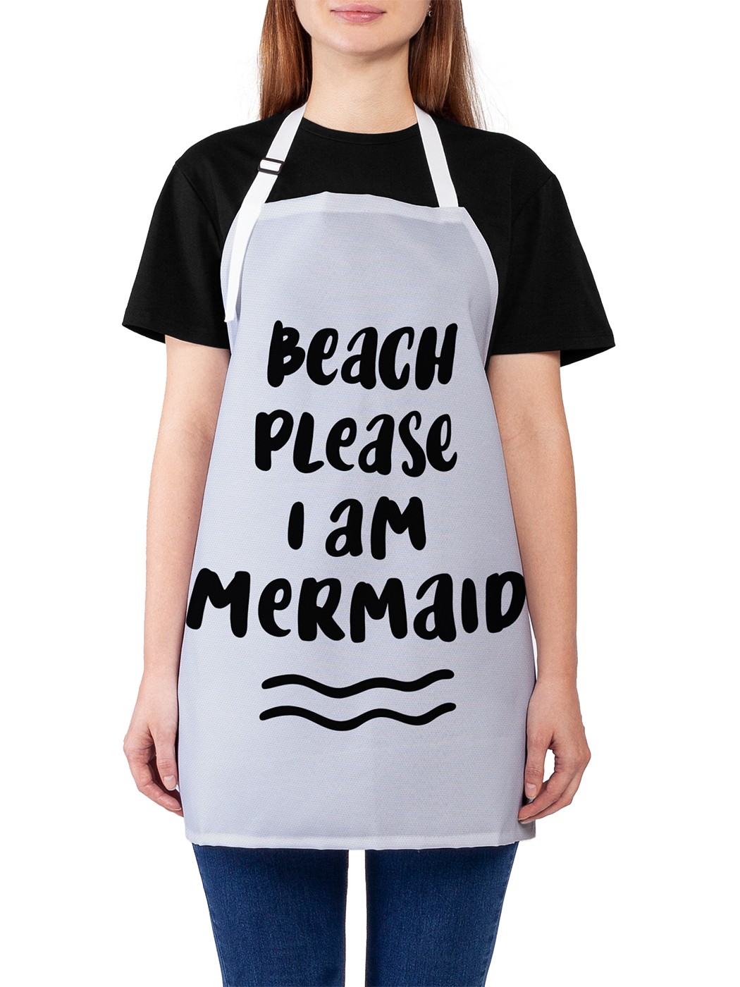 фото Фартук женский joyarty для готовки "пляж, пожалуйста, я русалка", универсальный размер