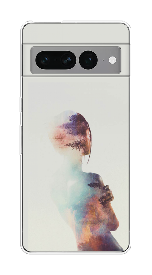 

Чехол на Google Pixel 7 Pro "Девушка-лес", Розовый;голубой;серый, 271350-1