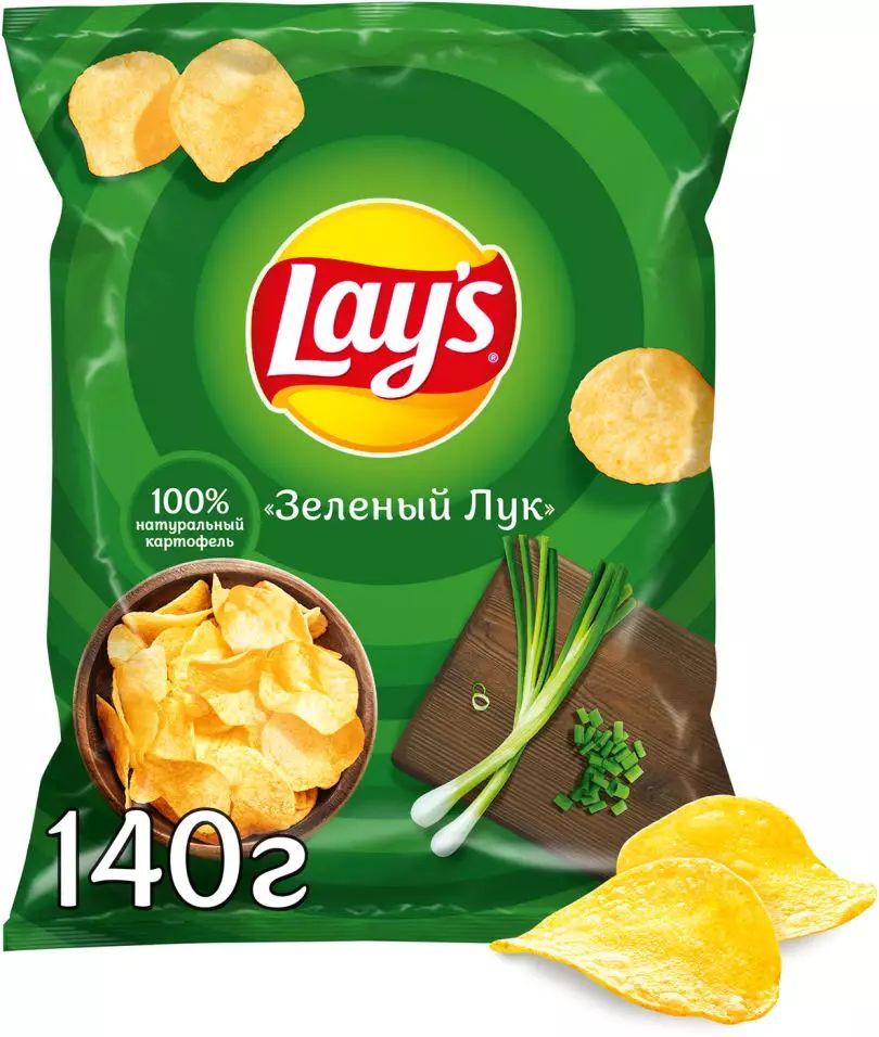 фото Чипсы картофельные lay's молодой зеленый лук 140 г