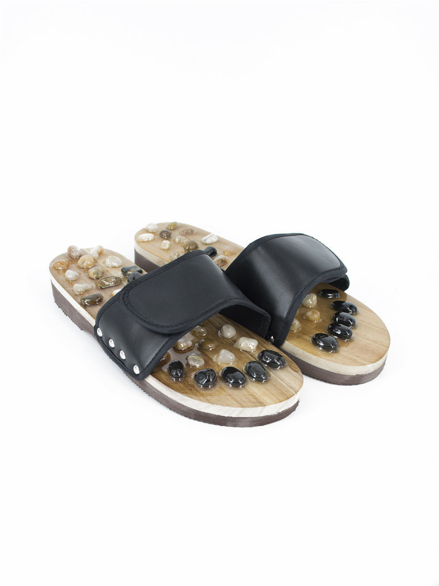 

Массажные тапочки с камнями 37-38 Черные, Бежевый