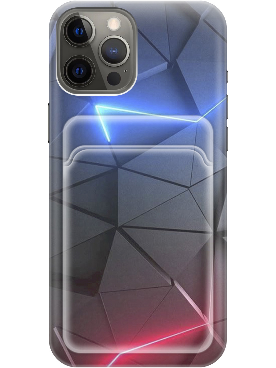 

Силиконовый чехол на Apple iPhone 12 Pro Max с рисунком "Графитовые грани", Серый;синий, 20011974