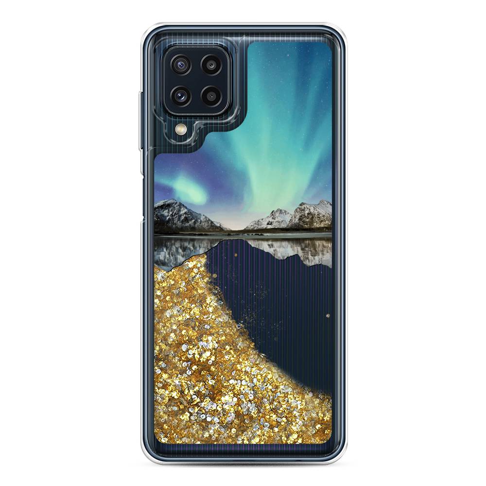 фото Жидкий чехол с блестками "горное озеро и сияние" на samsung galaxy m32 awog