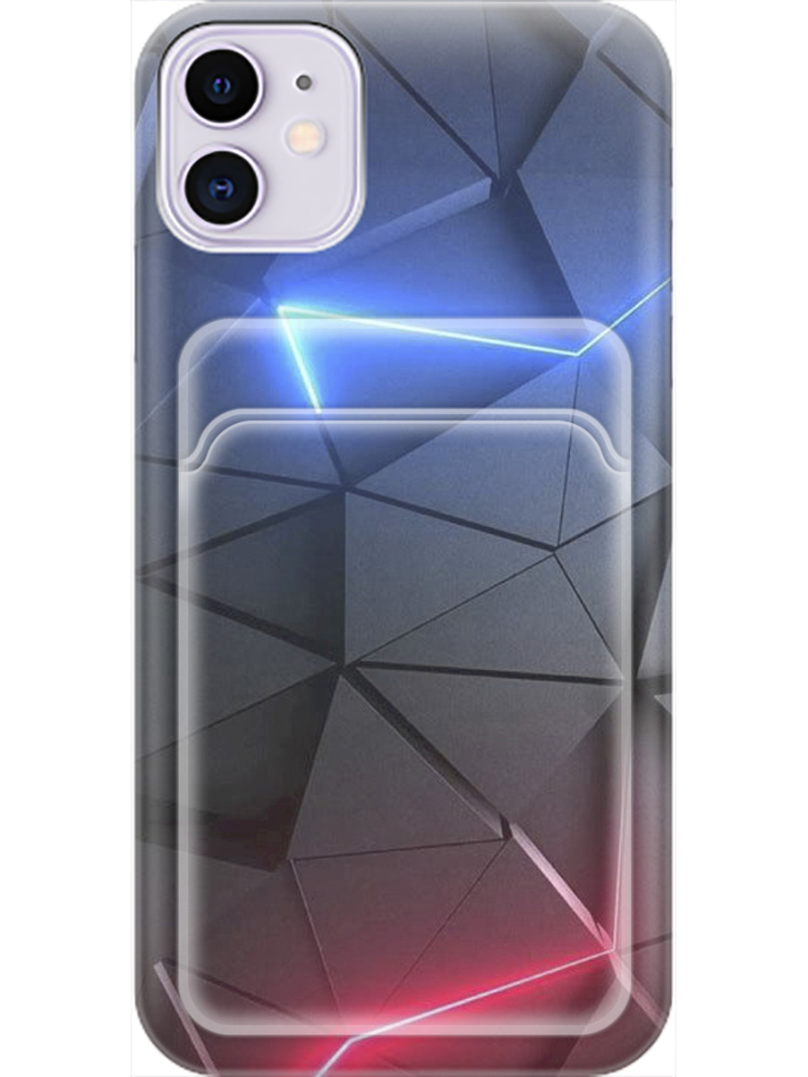 

Силиконовый чехол на Apple iPhone 11 с рисунком "Графитовые грани", Серый;синий, 20011937