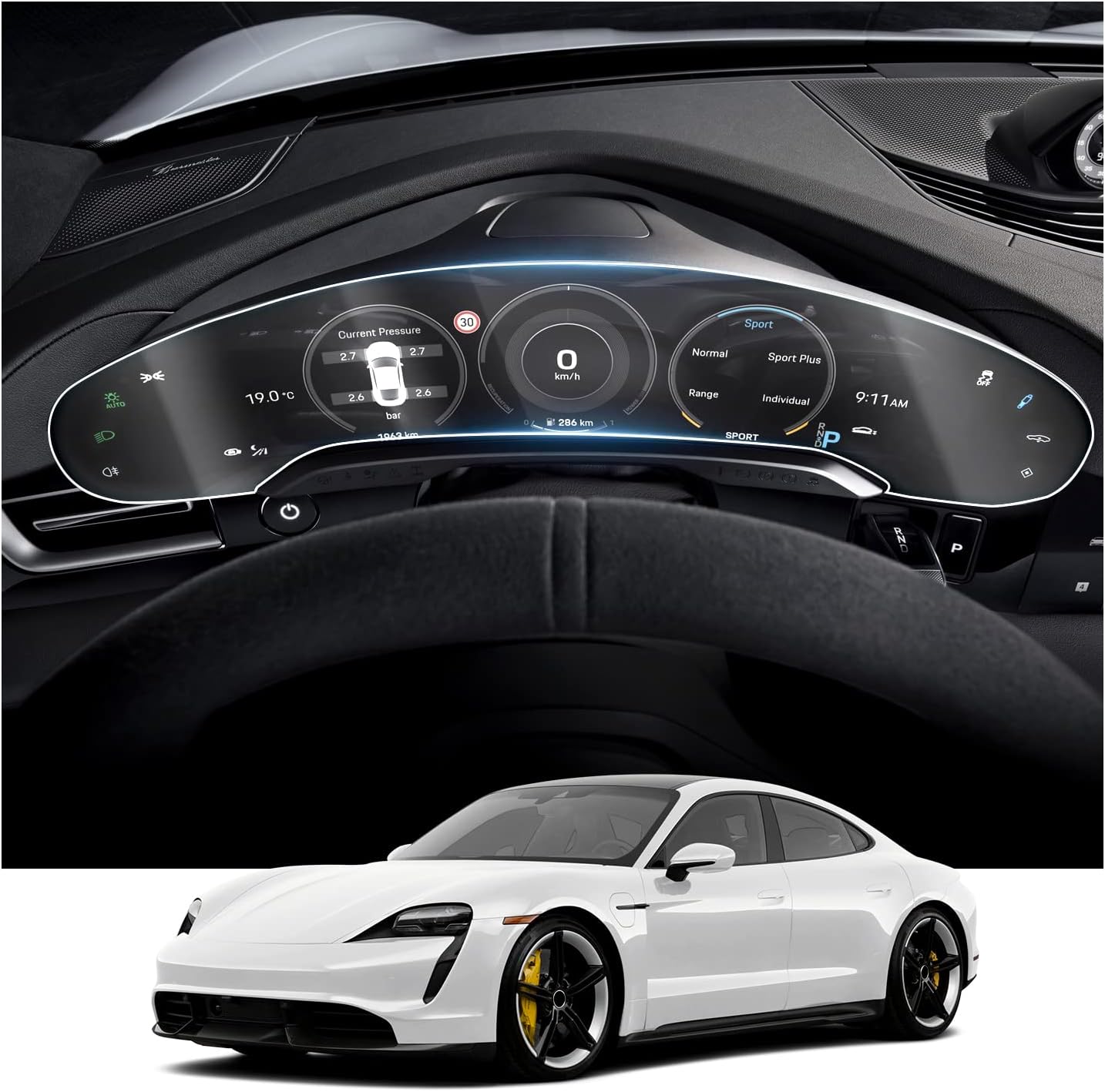 

Комплект защитных стекол для Porsche Taycan, Прозрачный