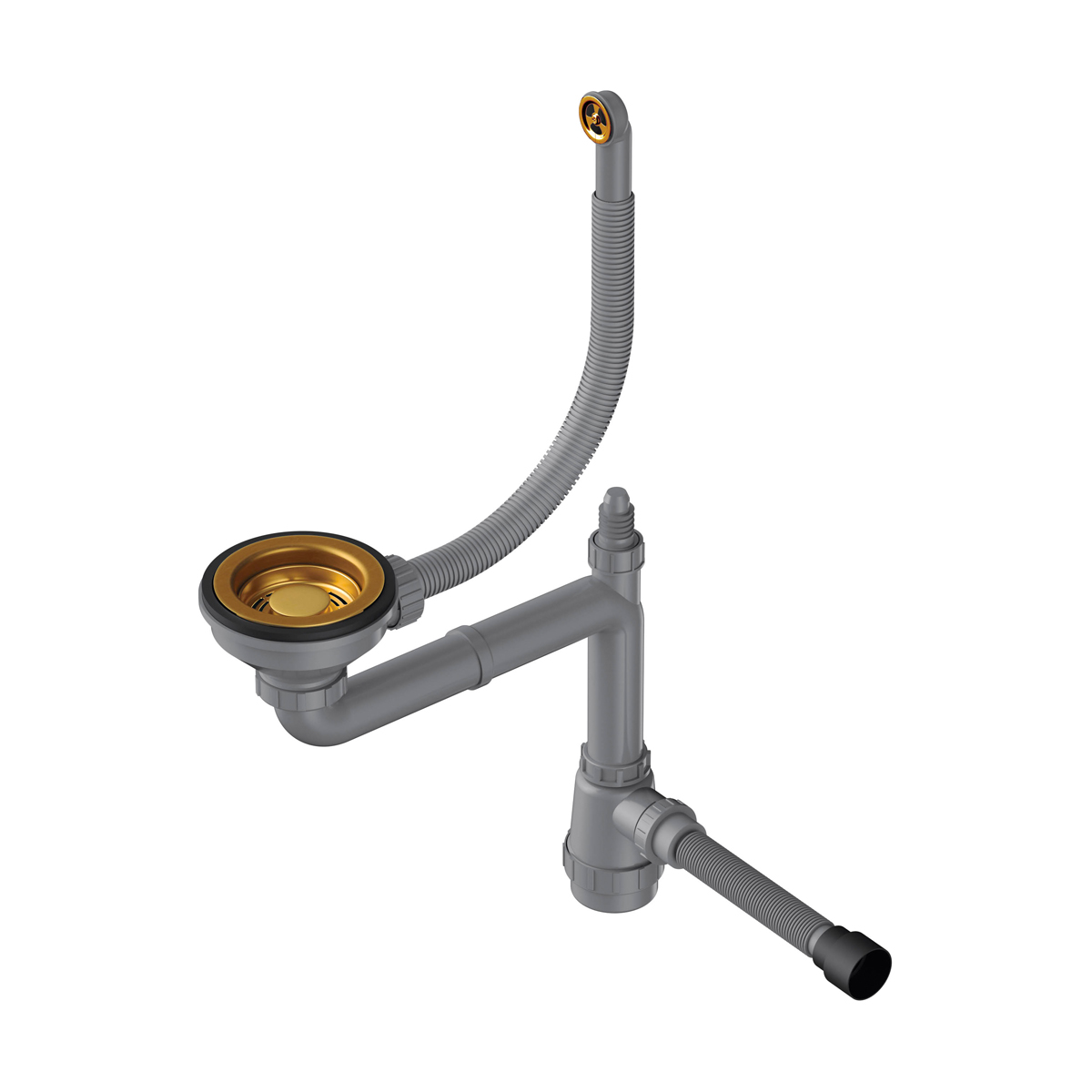 

Omoikiri Сифон для мойки Omoikiri WK-1-R-AB с круглым переливом, латунь, Золотистый