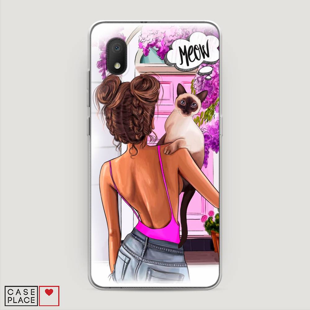 

Чехол Awog на Alcatel 1A (2020) 5002F / Алкатель 1A (2020) 5002F "Девушка с кошкой", 171050-7